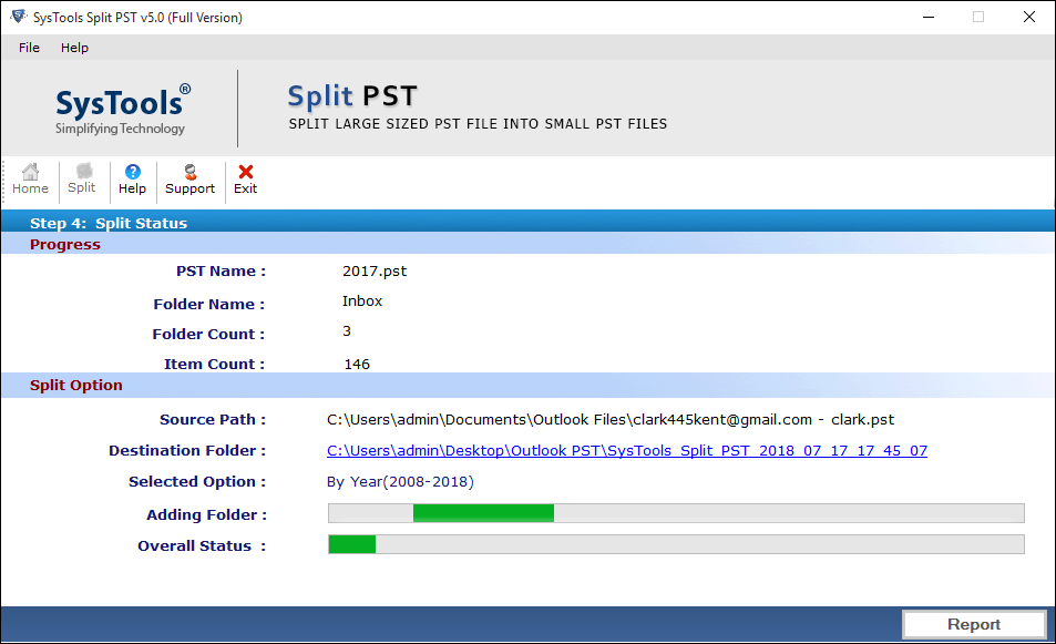 progress report of split PST